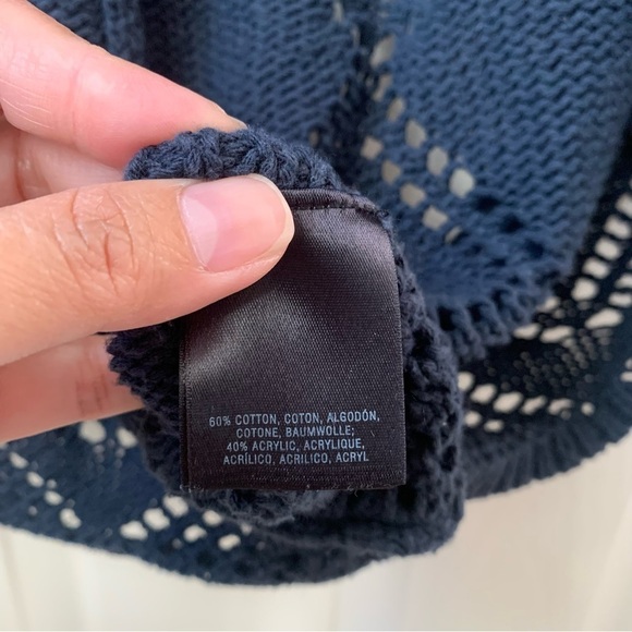 Anthropologie Angel of the North Graduated Diamond Navy Knit Cardigan Preppy Xs - Picture 9 of 12